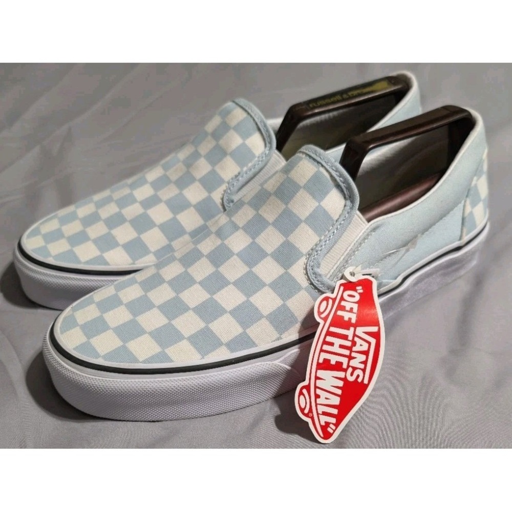 Vans Classic Slip On Checkerboard Shoes Mens 8 Womens 9.5 Blue Bell NWOB